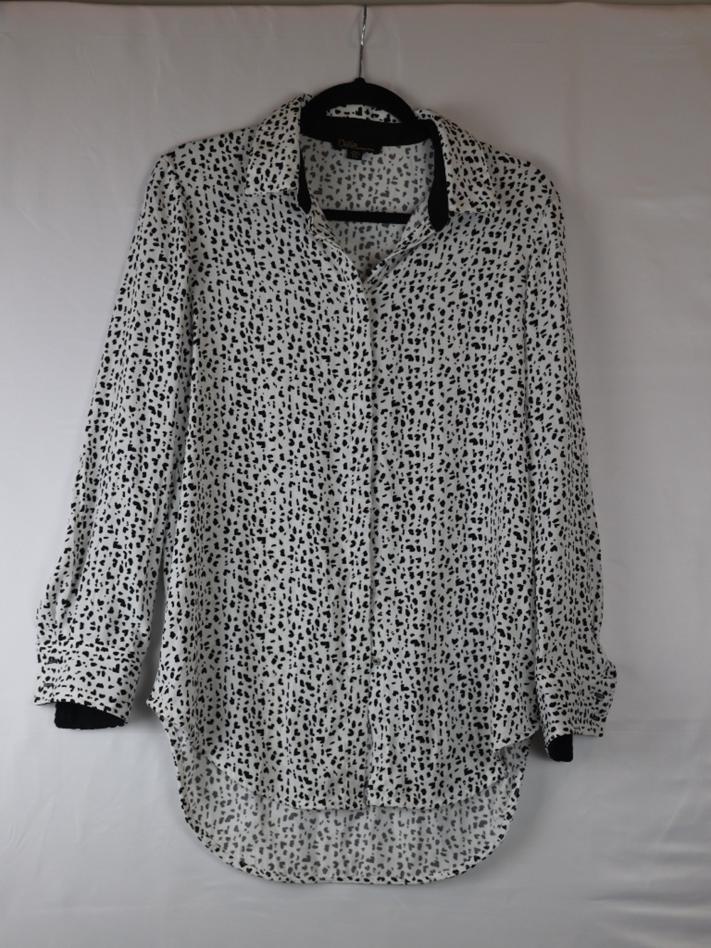Dalia Black and White Speckled Button-Down Blouse